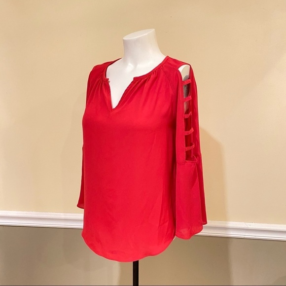 Jennifer Lopez Pink/Red Cold Shoulder Blouse - Picture 1 of 7